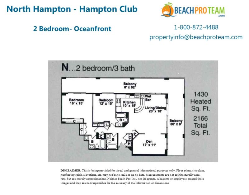 Kingston Plantation - North Hampton Floor Plan N - 3 Bedroom Oceanfront